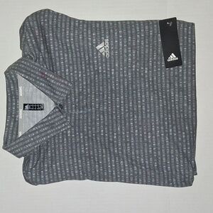 Adidas Golf Go-To Stripe Polo Shirt Charcoal Gray XXL NWT